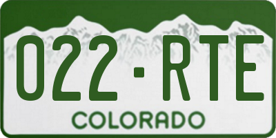 CO license plate 022RTE