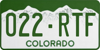 CO license plate 022RTF
