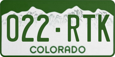 CO license plate 022RTK