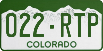 CO license plate 022RTP