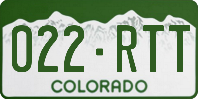 CO license plate 022RTT