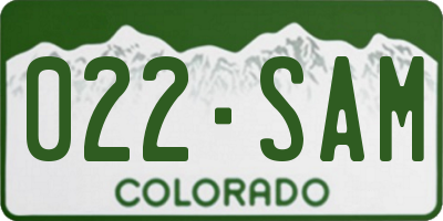 CO license plate 022SAM
