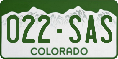 CO license plate 022SAS