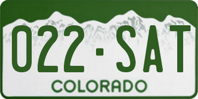 CO license plate 022SAT