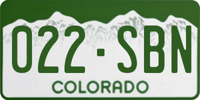 CO license plate 022SBN