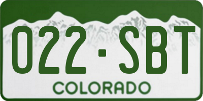 CO license plate 022SBT