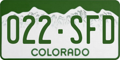 CO license plate 022SFD