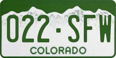CO license plate 022SFW