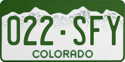 CO license plate 022SFY