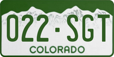 CO license plate 022SGT