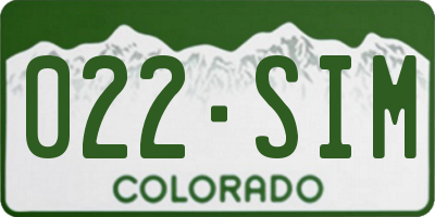 CO license plate 022SIM