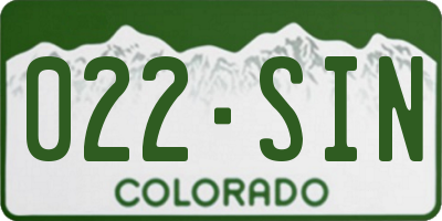 CO license plate 022SIN