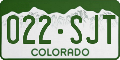 CO license plate 022SJT