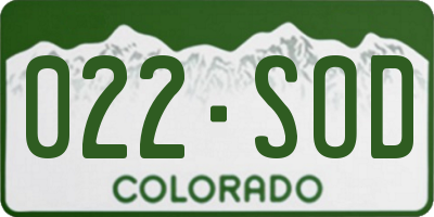 CO license plate 022SOD