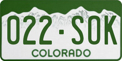 CO license plate 022SOK
