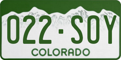 CO license plate 022SOY