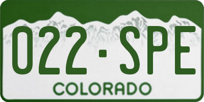 CO license plate 022SPE