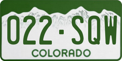 CO license plate 022SQW