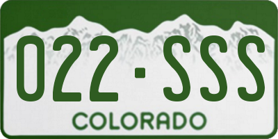 CO license plate 022SSS