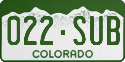 CO license plate 022SUB
