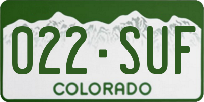 CO license plate 022SUF