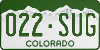 CO license plate 022SUG