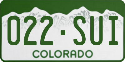 CO license plate 022SUI