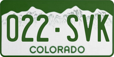 CO license plate 022SVK