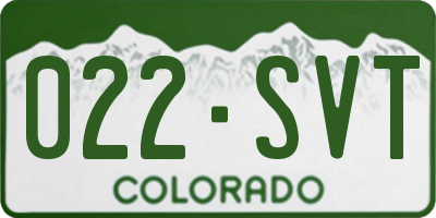 CO license plate 022SVT