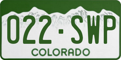 CO license plate 022SWP