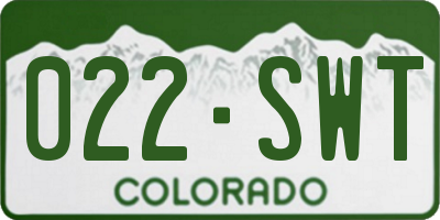 CO license plate 022SWT