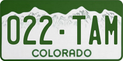 CO license plate 022TAM