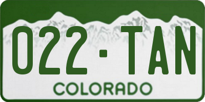 CO license plate 022TAN