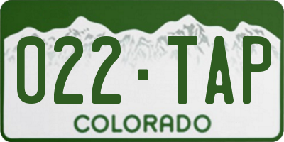 CO license plate 022TAP