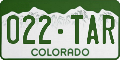 CO license plate 022TAR
