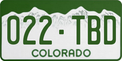 CO license plate 022TBD