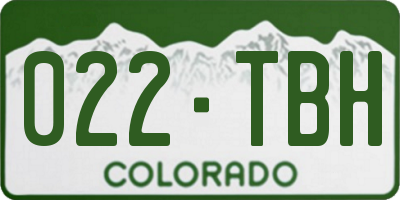 CO license plate 022TBH