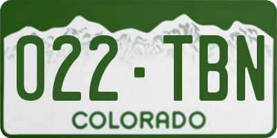 CO license plate 022TBN