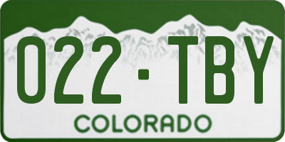CO license plate 022TBY