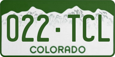 CO license plate 022TCL