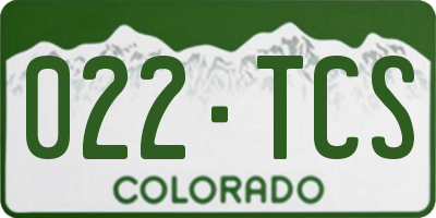 CO license plate 022TCS