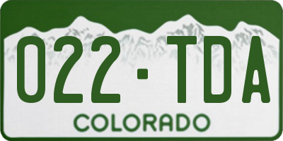 CO license plate 022TDA