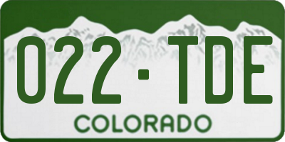 CO license plate 022TDE