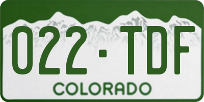 CO license plate 022TDF