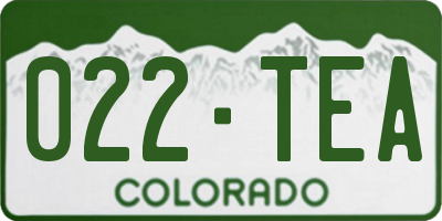 CO license plate 022TEA