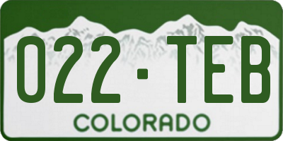 CO license plate 022TEB