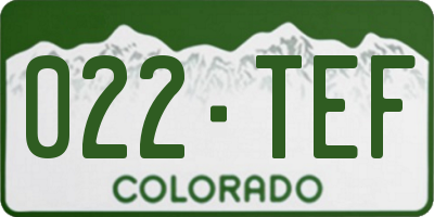 CO license plate 022TEF
