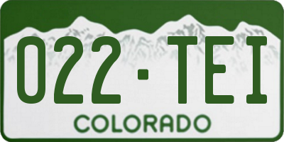 CO license plate 022TEI