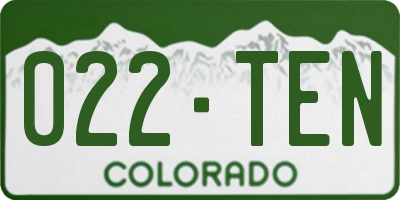 CO license plate 022TEN