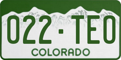 CO license plate 022TEO